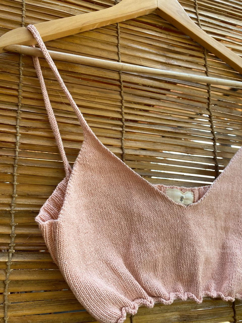 The Organic Cotton Knit Bralette in Baby Pink