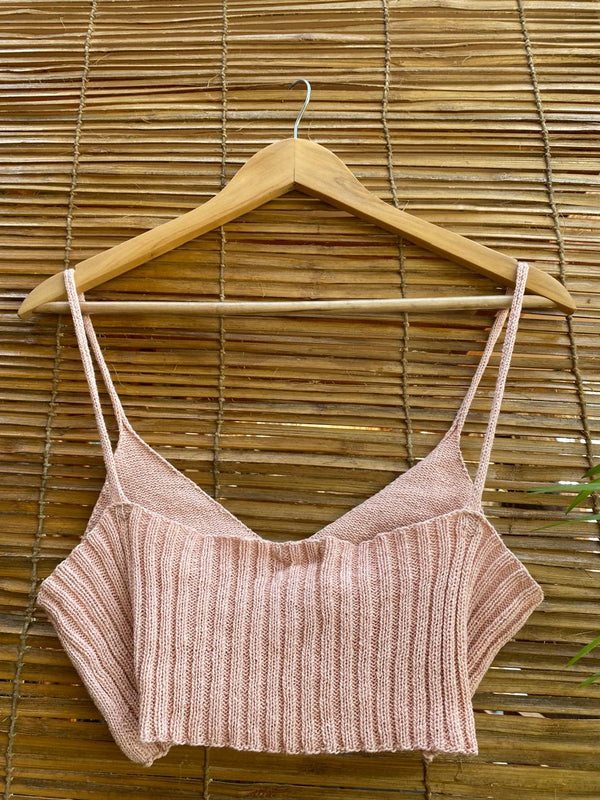 The Organic Cotton Knit Bralette in Baby Pink