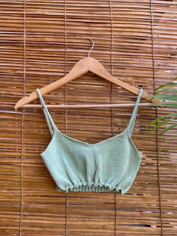 The Organic Cotton Knit Bralette in Sage