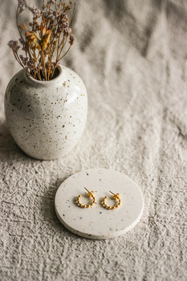 Gold Bobble Hoop Studs