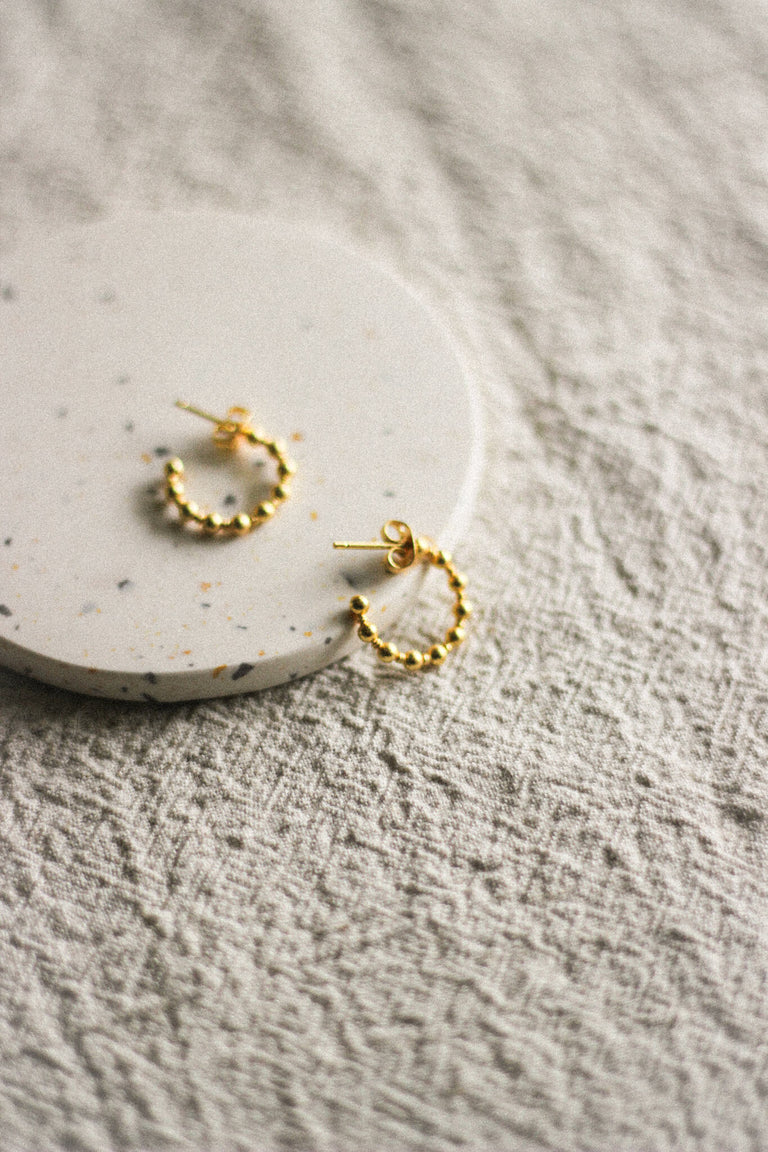 Gold Bobble Hoop Studs