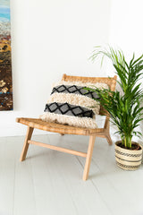 Cream and Black Patterned Cushion Cover