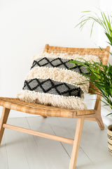 Cream and Black Patterned Cushion Cover