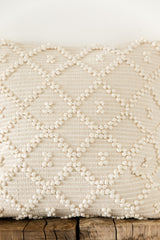 Handwoven Cream Diamond Pattern Cushion Cover