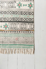 Dusty Green Hand Block Printed Cotton Rug