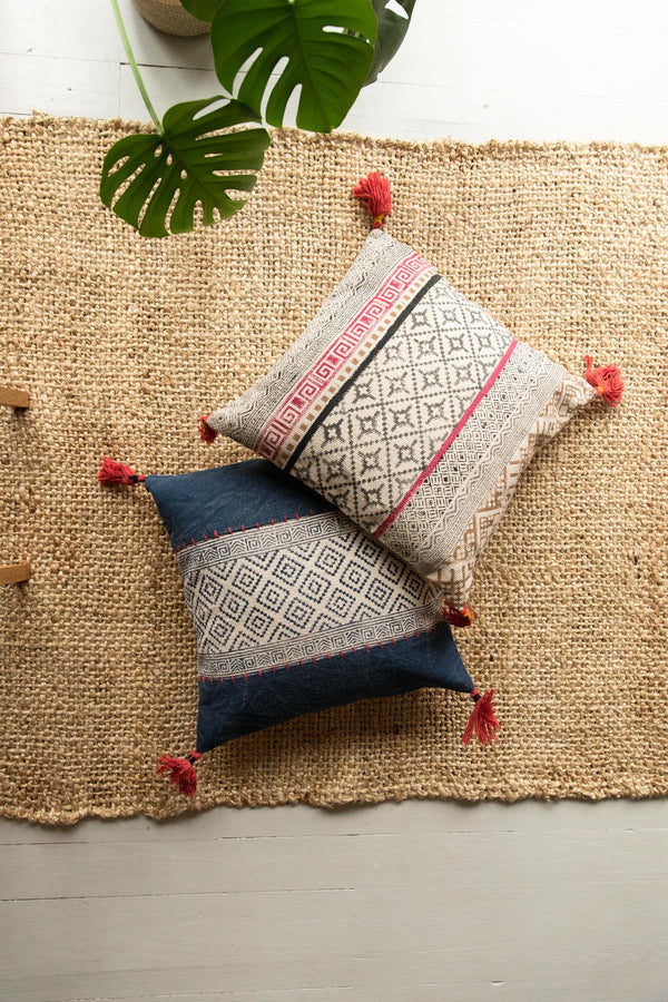 Red & Black Hand Block Printed Cushion Cover