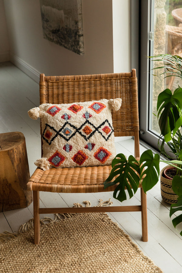 Patterned Cushion With Tassels