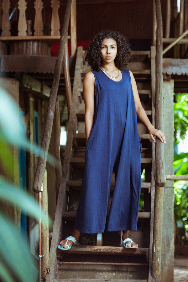 Organic Jersey Cotton Jumpsuit in Navy