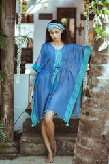 Blue & Turquoise Handwoven Cotton Kaftan