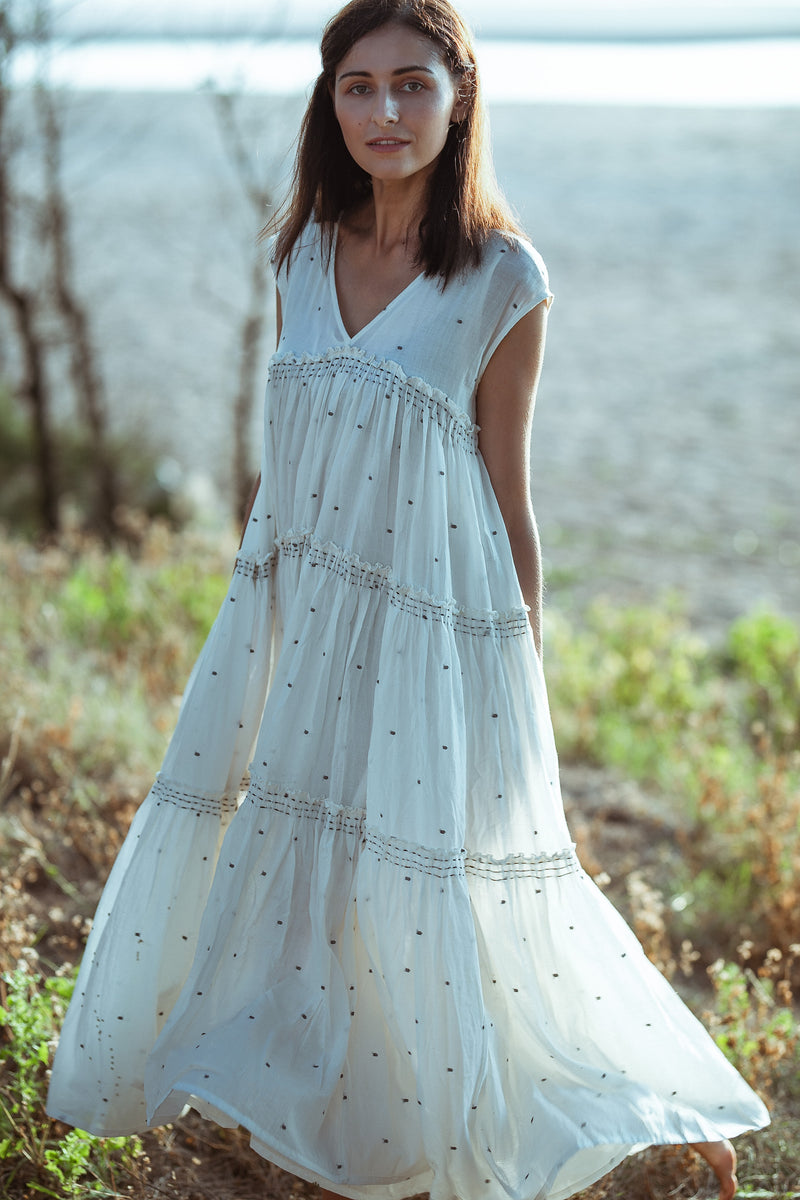 Hand Woven White Maxi Dress