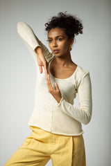 The Knitted Silk Cardigan in Natural White