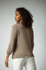 Hand Knitted Organic Cotton Sweater in Taupe