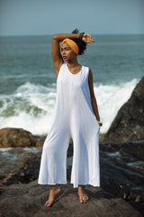Organic Jersey Cotton Jumpsuit in White