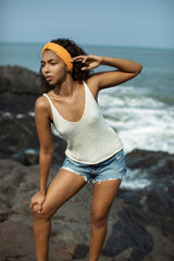 The Hand Knitted Organic Cotton Cami Vest Top in Natural White