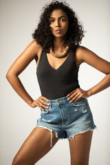 The Hand Knitted Organic Cotton Cami Vest Top in Black
