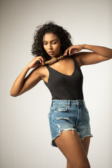 The Hand Knitted Organic Cotton Cami Vest Top in Black