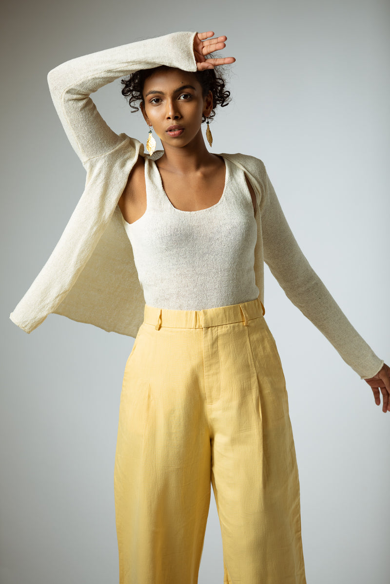 The Knitted Silk Cardigan in Natural White