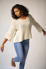 The White Chunky Knit Boxy Sweater in Organic Cotton