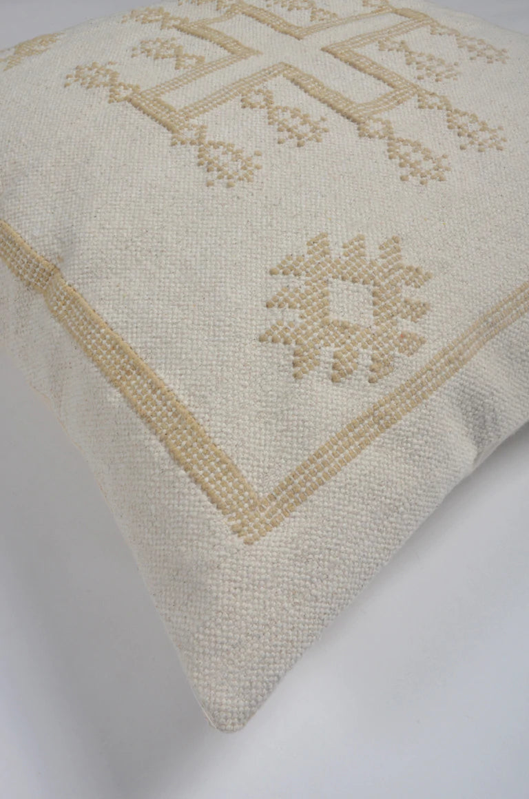 Handwoven White & Beige Cushion
