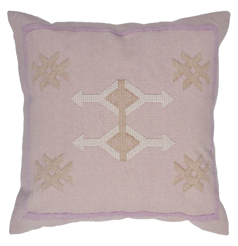 Handwoven Pink Stitched Cushion