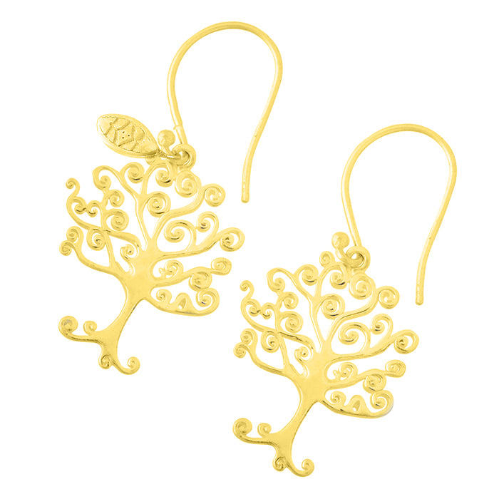 Tree Silver 925 Gold Plated Earings