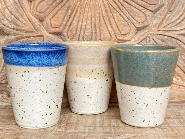 Hand Made Ceramic Cream & Green Tumbler