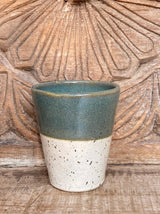 Hand Made Ceramic Cream & Green Tumbler