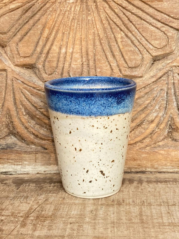 Hand Made Ceramic Cream & Blue Tumbler