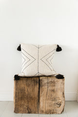 Cream Cushion With Stitched Pattern