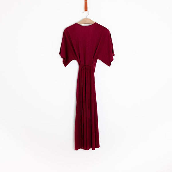 Organic Cotton Jersey Wrap Dress In Red