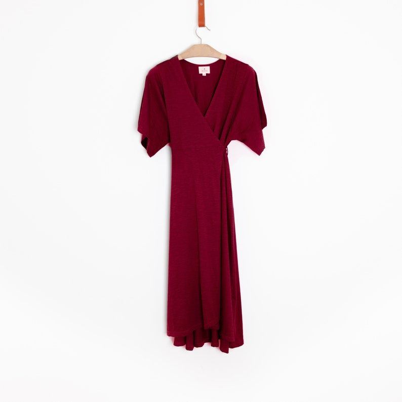 Organic Cotton Jersey Wrap Dress In Red