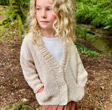The Kids Astara Hand Knitted Wool & Organic Cotton Cardigan in Natural