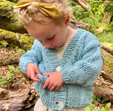 The Kids Astara Hand Knitted Wool & Organic Cotton Cardigan in Mint