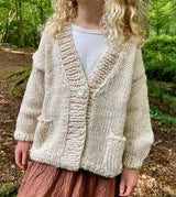 The Kids Astara Hand Knitted Wool & Organic Cotton Cardigan in Natural