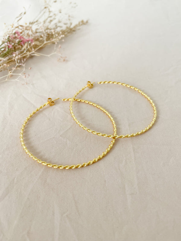 Large Gold Twist Hoop Earrings