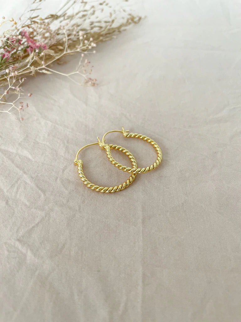 Gold Twist Hoop Earrings