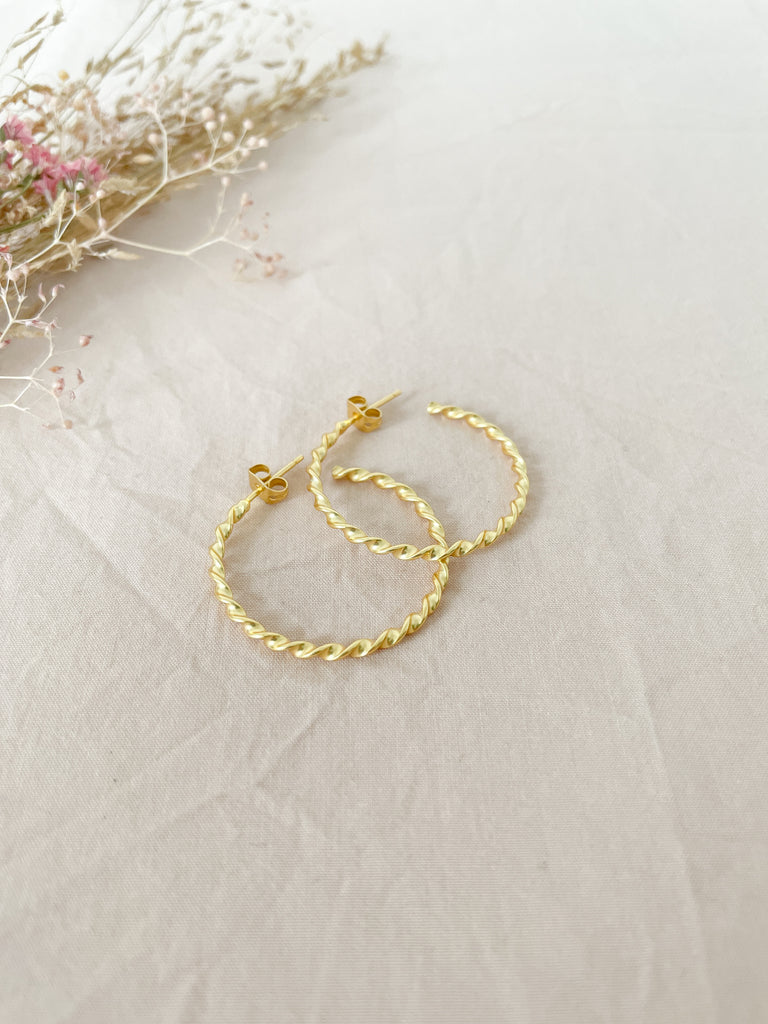 Medium Gold Twist Hoop Earrings