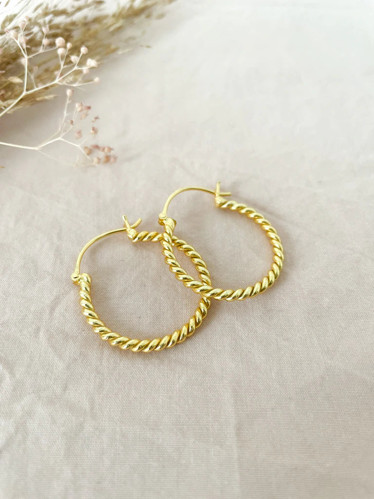 Gold Twist Hoop Earrings